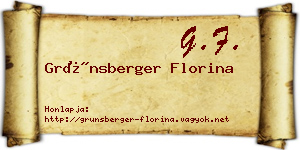 Grünsberger Florina névjegykártya